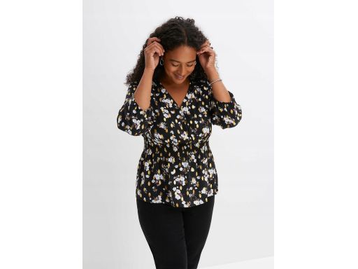 B.P.C bluzka z wiskozy we wzory z gumkami w pasie ^40