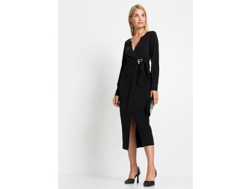 B.P.C sukienka midi ze sprzączką z założeniem kopertowym czarna ^36/38