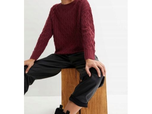 B.P.C sweter bordowo-jagodowy w warkocze r.48/50