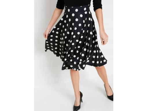 B.P.C czarna sukienka w białe grochy rozkloszowana ^36/38