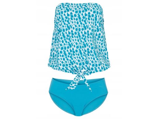 Tankini turkusowe we wzory oversize 48.