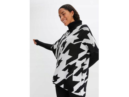 B.P.C sweter w pepitkę czarno-biały oversize 56/58.