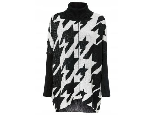 B.P.C sweter w pepitkę czarno-biały oversize 56/58.