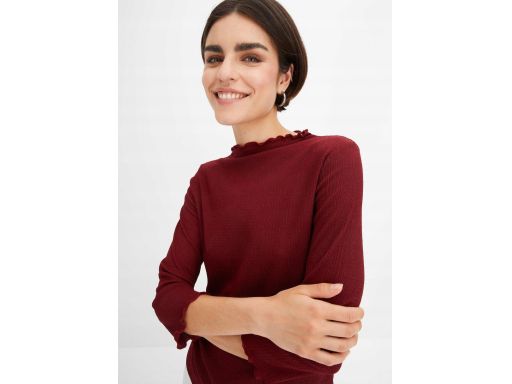 B.P.C bluzka lekko krepowaba bordowa 3/4 rękaw ^40/42