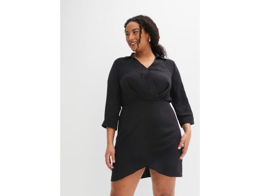 B.P.C czarna sukienka z efektem założenia kopertowego r.50