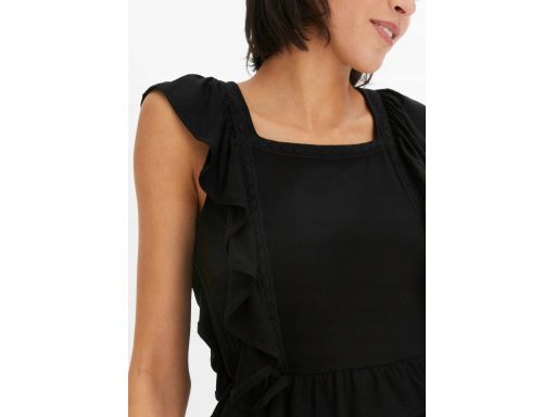 B.P.C czarna bluzka t-shirt z falbanami ^48/50