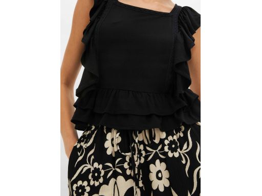 B.P.C czarna bluzka t-shirt z falbanami ^48/50