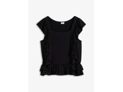 B.P.C czarna bluzka t-shirt z falbanami ^48/50