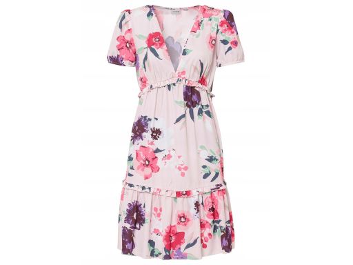 Sukienka w kwiaty z falbankami r.46