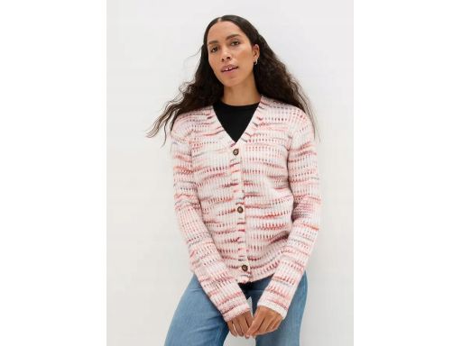B.P.C sweter rozpinany śmietankowy w kolorowy melanż r.52/54