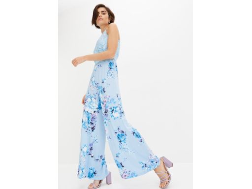 B.P.C kombinezon z koronką niebieski w kwiaty 46.