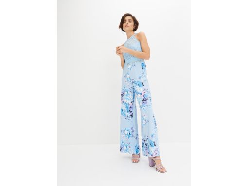 B.P.C kombinezon z koronką niebieski w kwiaty 46.