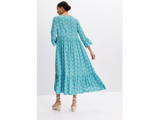 B.P.C długa sukienka kaftanowa niebieska w białe wzory 36.