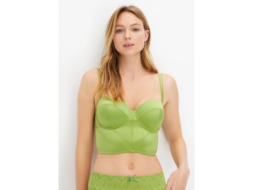 B.P.C biustonosz przedłużony-top z fiszbinami zielony 85E.