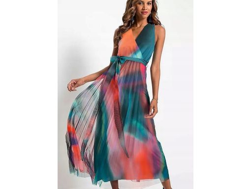 B.P.C długa sukienka plisowana midi letnia kolorowa ^40/42