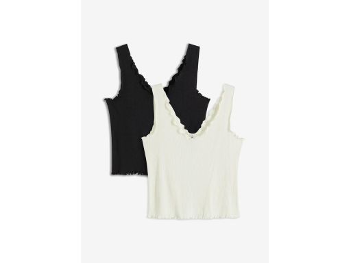 B.P.C 2-pak krótki top w prążek bawełniany ^48/50
