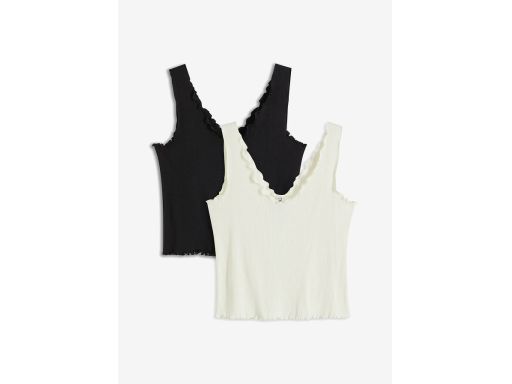 B.P.C 2-pak krótki top w prążek bawełniany ^48/50