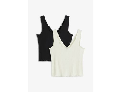 B.P.C 2-pak krótki top w prążek bawełniany ^48/50