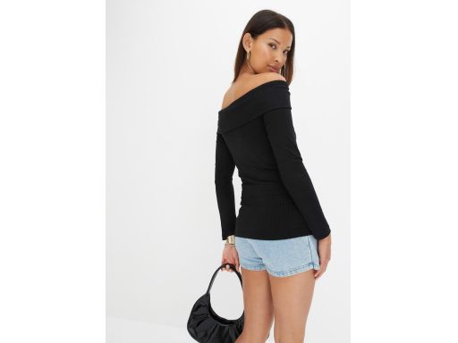 B.P.C czarna bluzka carmen długi rękaw 44/46.