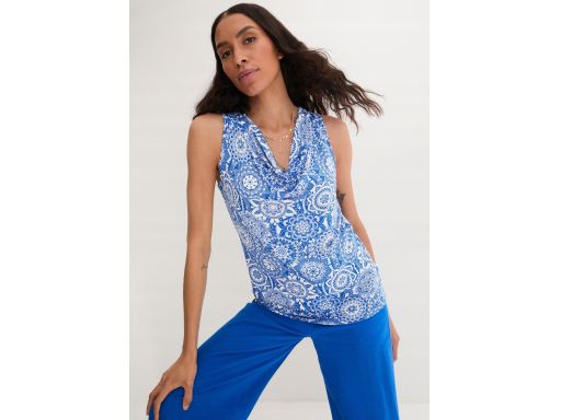 B.P.C bluzka top z lejącym dekoltem niebieska we wzory 52/54.