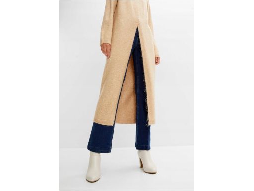 B.P.C. sweter długi z rozcięciem beżowy 52/54.