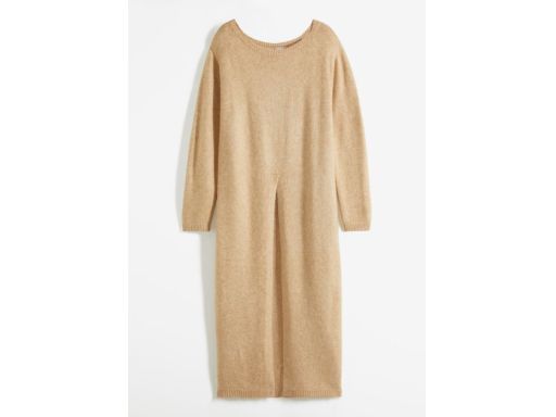 B.P.C. sweter długi z rozcięciem beżowy 52/54.