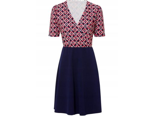AG647 sukienka granatowa nadruk ^44/46
