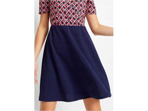 AG647 sukienka granatowa nadruk ^44/46