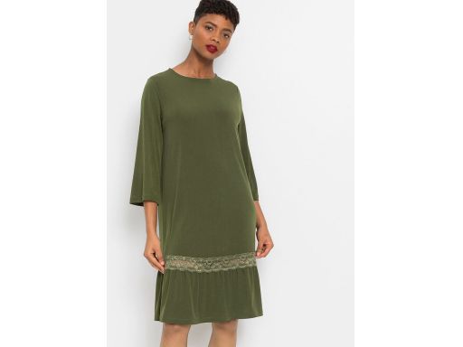 B.P.C zielona sukienka z koronką ^32/34