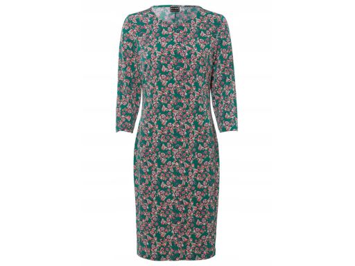 B.P.C prosta sukienka zielona w kolorowe wzory 36/38.