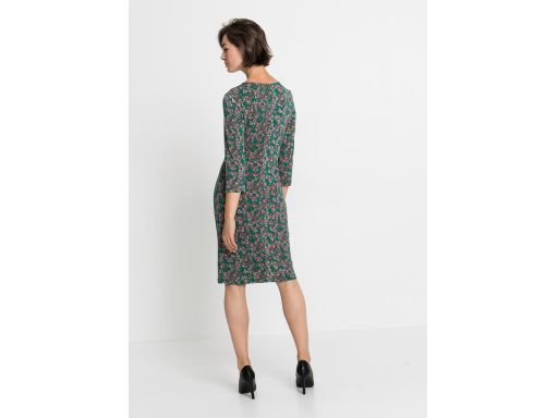 B.P.C prosta sukienka zielona w kolorowe wzory 36/38.