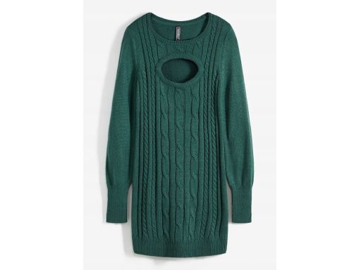 B.P.C sukienka dzianinowa ciemna zieleń z wycięciem 40/42.