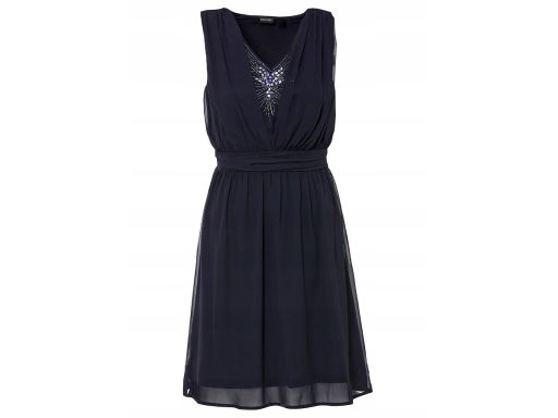 B.P.C sukienka szyfonowa granat aplikacja r.50