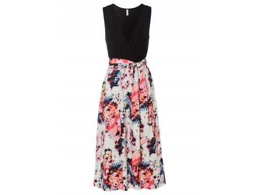 B.P.C sukienka midi 2w1 czarna w kwiaty 40/42.