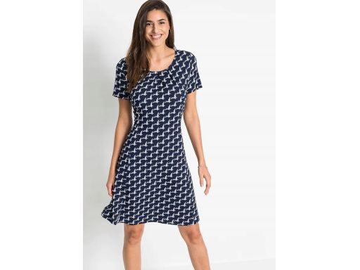 B.P.C sukienka granatowa z dżerseju wzory r.40/42