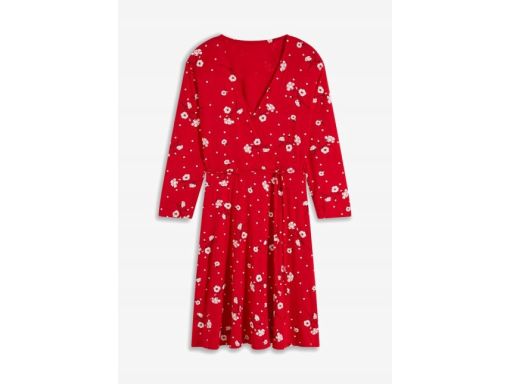 B.P.C sukienka czerwona z dżerseju wzory r.36/38