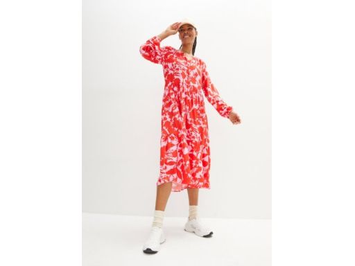 B.P.C sukienka wiskozowa midi czerwono-różowa ^44
