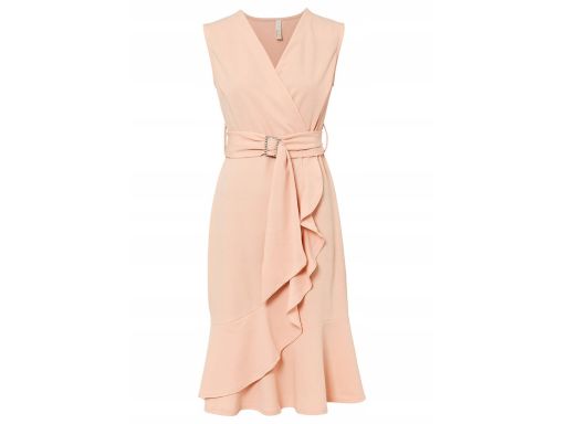 B.P.C jasnoróżowa sukienka kopertowa z falbanką ^36/38