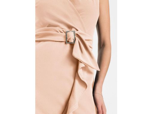 B.P.C jasnoróżowa sukienka kopertowa z falbanką ^36/38