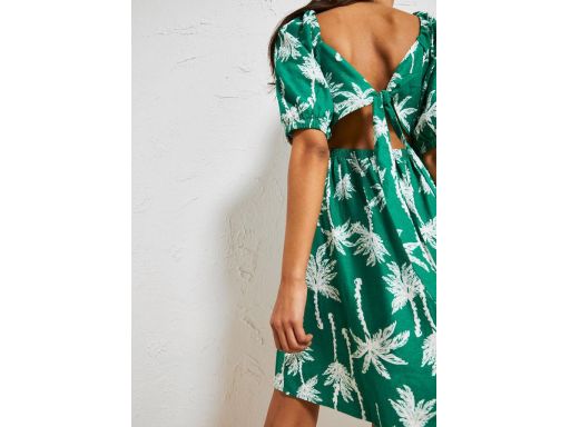 B.P.C sukienka lniana zielona z wycięciami na plecach r.46