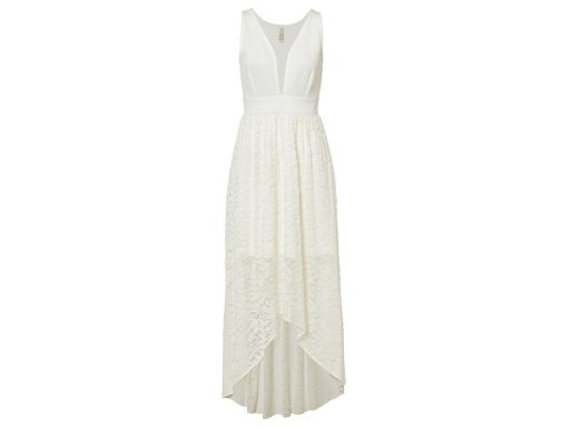 B.P.C suknia ślubna śmietankowa asymetryczna z dołem z koronki 40/42.