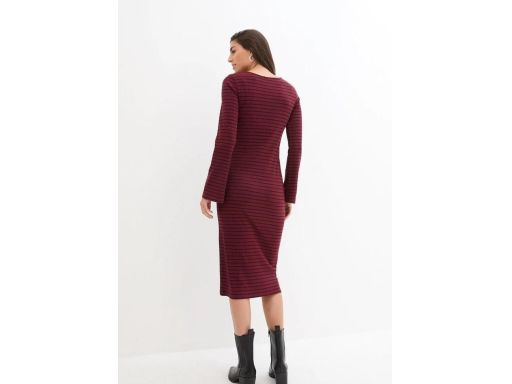 B.P.C sukienka prążkowana midi bordowa w paski 40/42.