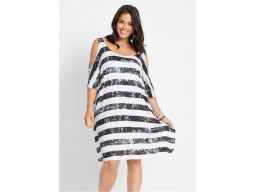 B.P.C sukienka tunika plażowa odkryte ramiona w paski ^44/46