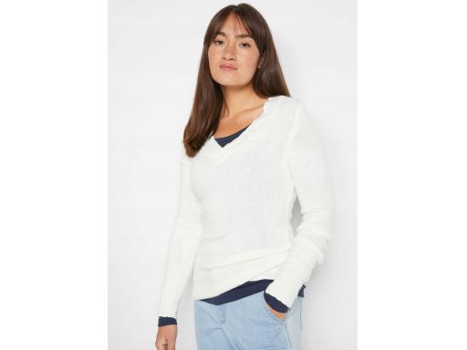 B.P.C śmietankowy sweter w serek 44/46.