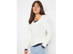 B.P.C śmietankowy sweter w serek 44/46.