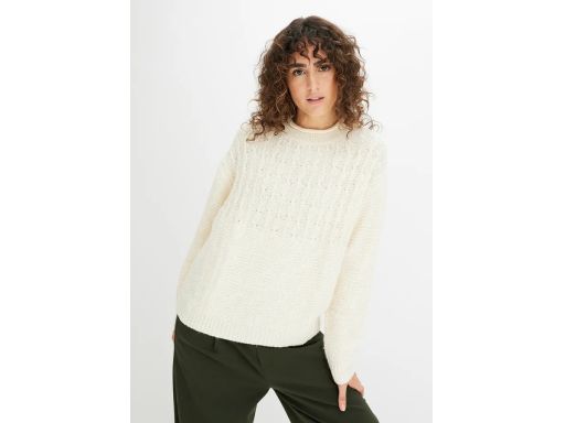 B.P.C sweter kremowy z tkanym wzorem 44/46.