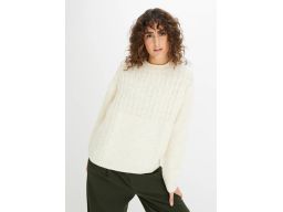 B.P.C sweter kremowy z tkanym wzorem 44/46.