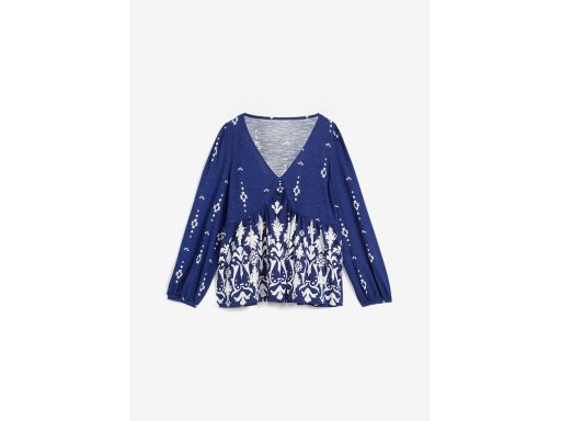 B.P.C bawełniana bluzka tunika granatowa w białe wzory ^40/42