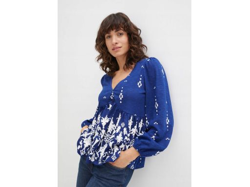 B.P.C bawełniana bluzka tunika granatowa w białe wzory ^40/42