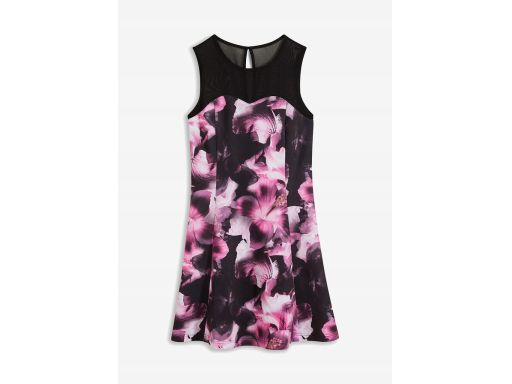 B.P.C krótka sukienka czarna w fioletowo-różowym wzorem kwiatowym ^40/